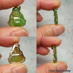 Small jade happy Buddha pendant