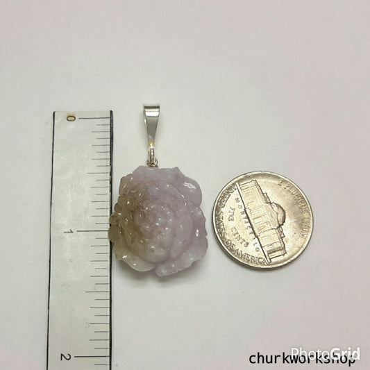 Lavender jade rose pendant