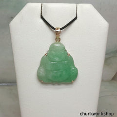 Green jade happy Buddha pendant