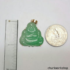Green jade happy Buddha pendant