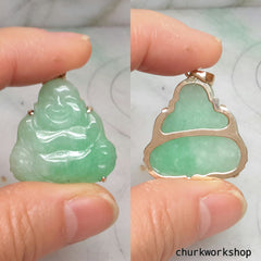 Green jade happy Buddha pendant