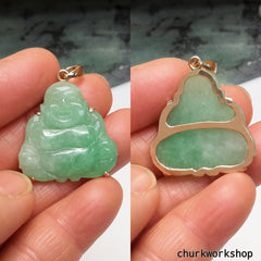 Green jade happy Buddha pendant