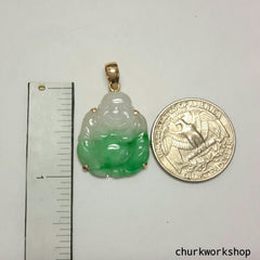Green jade happy Buddha pendant