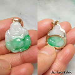Green jade happy Buddha pendant