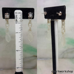 White jade earrings 14K