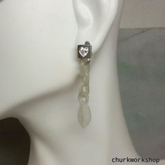 White jade earrings 14K