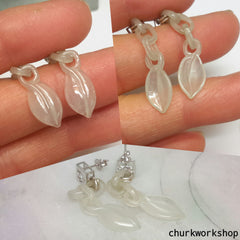 White jade earrings 14K