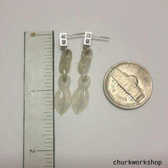 White jade earrings 14K