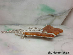 Natural color red jade butterfly necklace