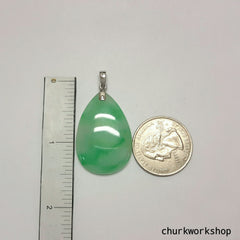 Natural color 14k white gold jade pendant