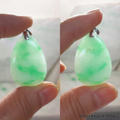 Natural color 14k white gold jade pendant