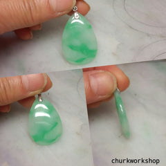 Natural color 14k white gold jade pendant