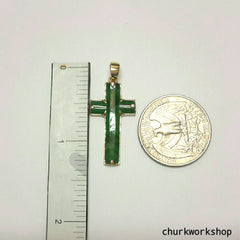 14k jade cross pendant