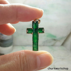 14k jade cross pendant