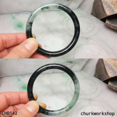 Natural dark green jade bangle