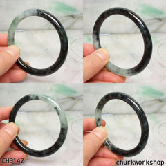 Natural dark green jade bangle