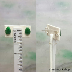 Dark green jade ear studs