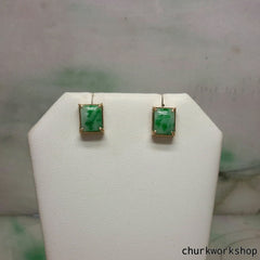 Green jade 14K yellow gold ear studs