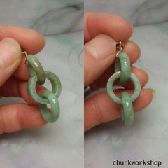 Triple ring pale green jade pendant