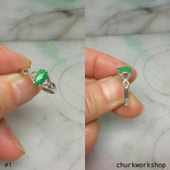Sliver jade ring, jade ring, green color jade ring