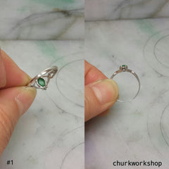 Sliver jade ring, jade ring, green color jade ring