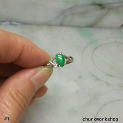 Sliver jade ring, jade ring, green color jade ring