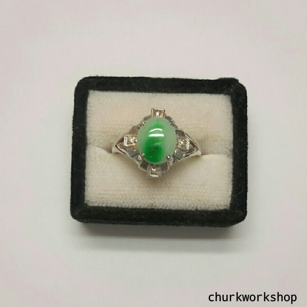 Silver jade ring