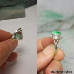 Silver jade ring
