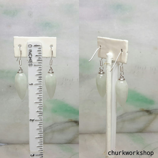 Tear drop earrings, silver earrings, jade earrings