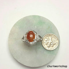 Red jade ring, silver red jade ring