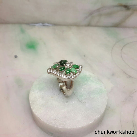 Multi-color jade cocktail ring
