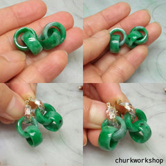 Reserved for Wendy Double jade ring dangling earrings