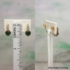 14k oily green half ball ear studs