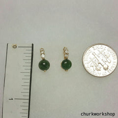 14k oily green half ball ear studs