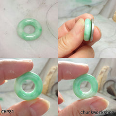 Light apple green round jade pendant, jade donut