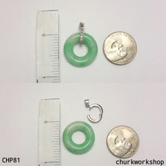 Light apple green round jade pendant, jade donut