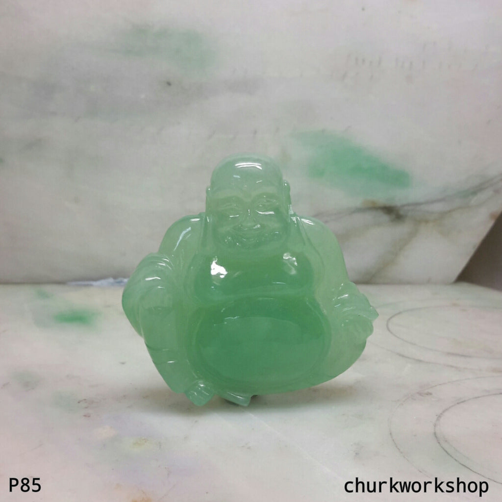 Reserved for Lou Icy green jade happy Buddha pendant
