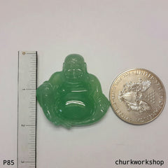 Reserved for Lou Icy green jade happy Buddha pendant