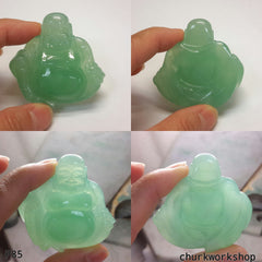 Reserved for Lou Icy green jade happy Buddha pendant