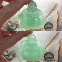 Reserved for Lou Icy green jade happy Buddha pendant