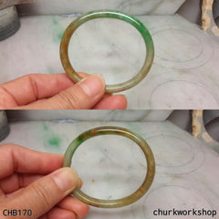 Multi color oval shape jade bangle