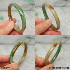 Multi color oval shape jade bangle
