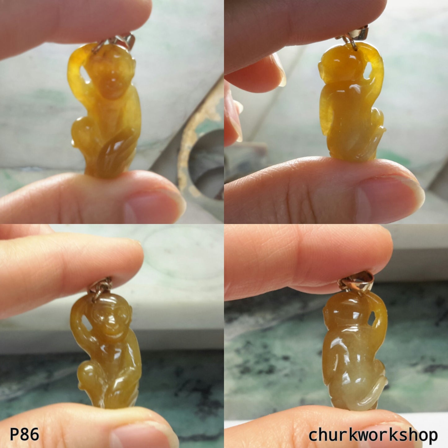 Red jade monkey pendant