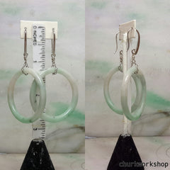 Round jade earrings, big ring jade earrings