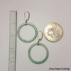 Round jade earrings, big ring jade earrings