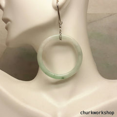 Round jade earrings, big ring jade earrings