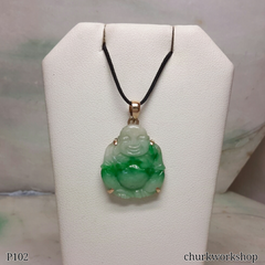 Green jade happy Buddha pendant