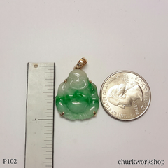 Green jade happy Buddha pendant