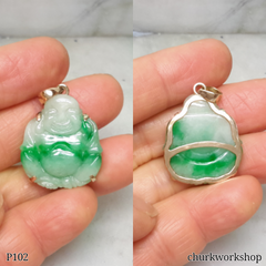 Green jade happy Buddha pendant