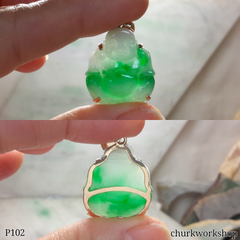 Green jade happy Buddha pendant